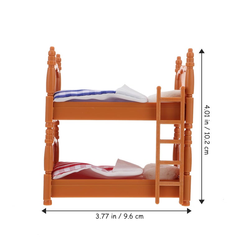 Veemoon Doll House Furniture Dollhouse Decoration Accessories Dollhouse mini Double beds Dollhouse Miniature Furniture Miniatures Bunk Bed - Image 4
